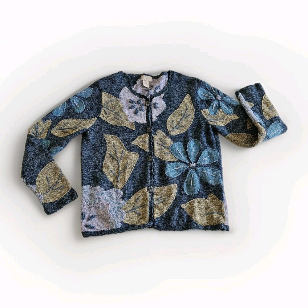 Vtg Sigrid Olsen Knit Cardigan Womens M Multicolor LS Buttons Boho Floral Boho - Picture 8 of 16